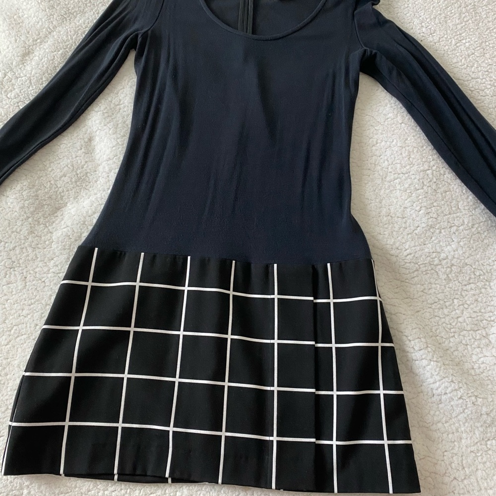 Elegant Black Checkered Dress